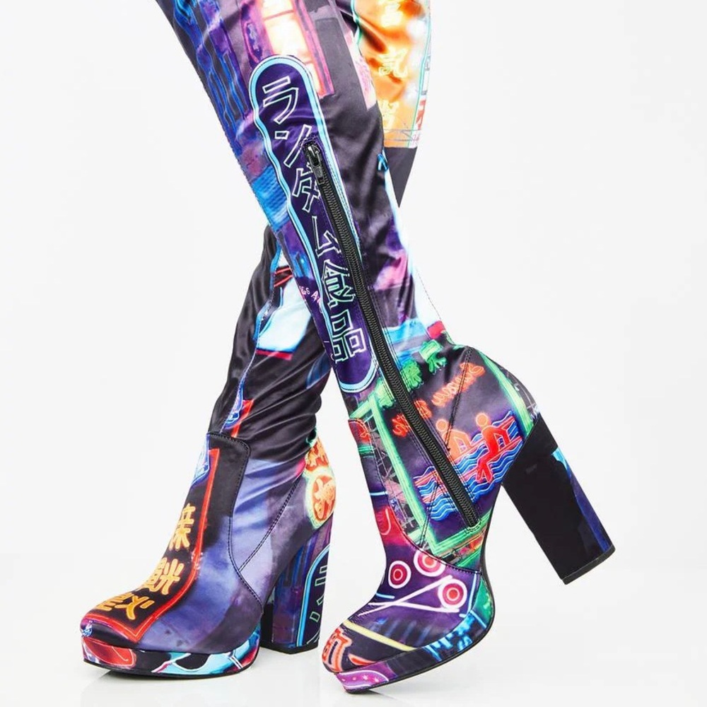 Current Mood Midnight City Thigh High Boots